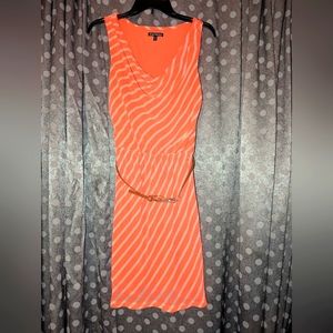EXPRESS Bright Belted Cowlneck Sleeveless Striped Dress S
